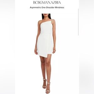 BRAND NEW BCBGMaxAzria off white asymmetric one-shoulder minidress